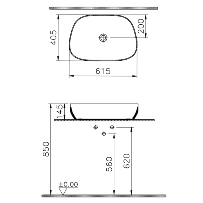 VitrA Options Outline Aufsatzschale TV 61,5 x 40,5 cm