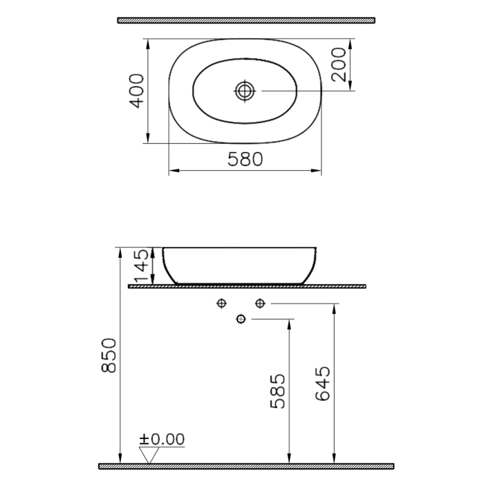 VitrA Options Outline Aufsatzschale oval 58 x 40 cm