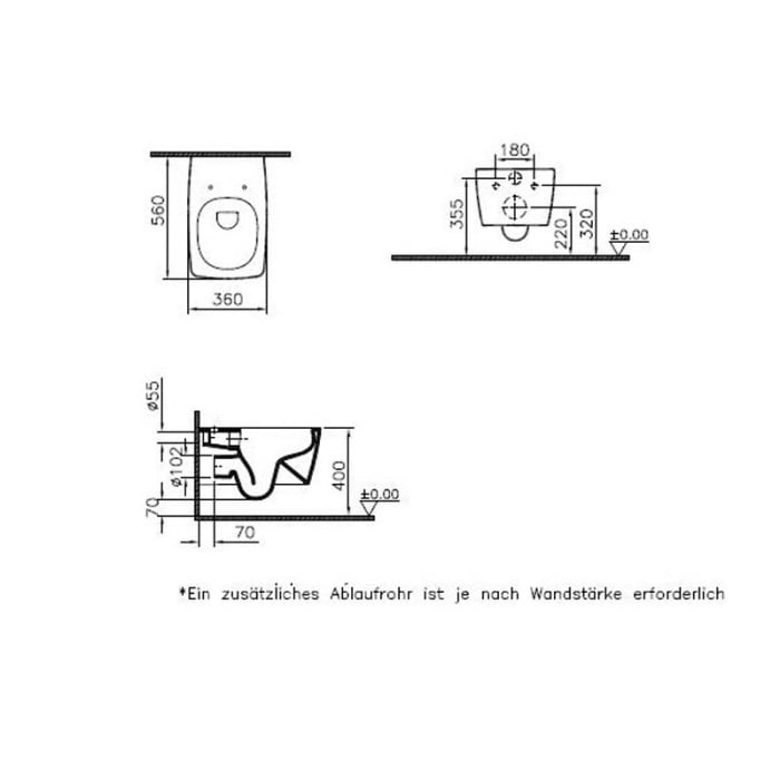 VitrA Metropole Wand-WC VitrAflush 2.0, ohne Spülrand