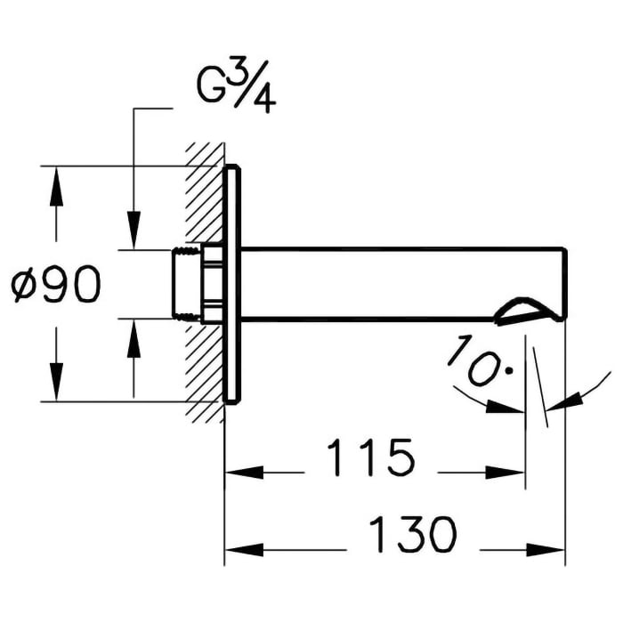 VitrA Origin Wanneneinlauf Ausladung 11,5 cm