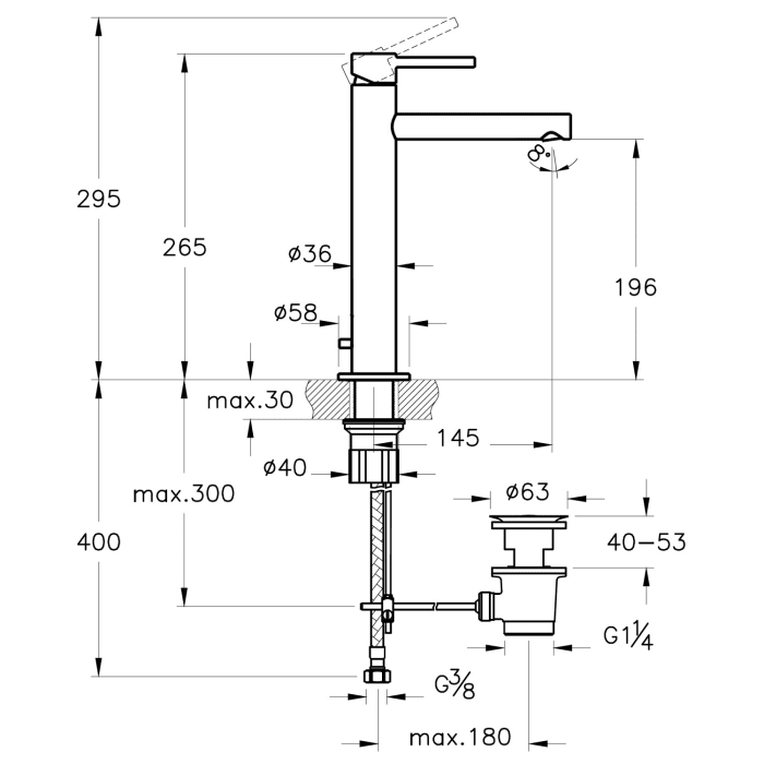 VitrA Origin Einhebel-Waschtischmischer mit Ablaufgarnitur