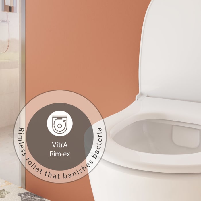 VitrA Sento Wand-WC-Set Compact VitrA Flush 2.0 Tiefspüler ohne Spülrand mit WC-Sitz Slim