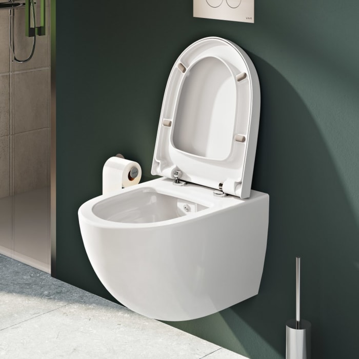 VitrA Sento Wand-WC-Set VitrA Flush 2.0 Tiefspüler ohne Spülrand mit WC-Sitz mit Absenkautomatik