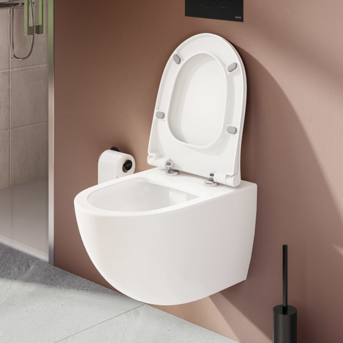 VitrA Sento Wand-WC-Set VitrA Flush 2.0 Tiefspüler ohne Spülrand mit WC-Sitz Slim