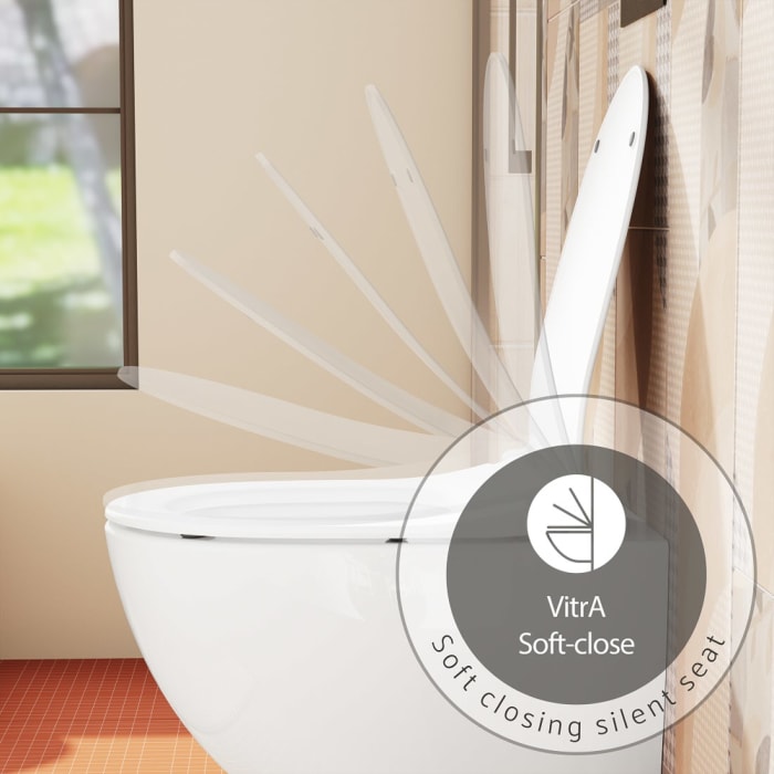 VitrA Sento Stand-WC-Set VitrA Flush 2.0 Tiefspüler ohne Spülrand mit WC-Sitz Slim