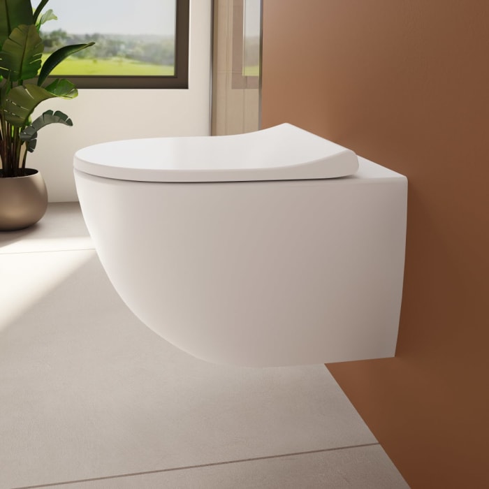 VitrA Sento Wand-WC-Set VitrA Flush 2.0 Tiefspüler ohne Spülrand mit WC-Sitz Slim Wrap