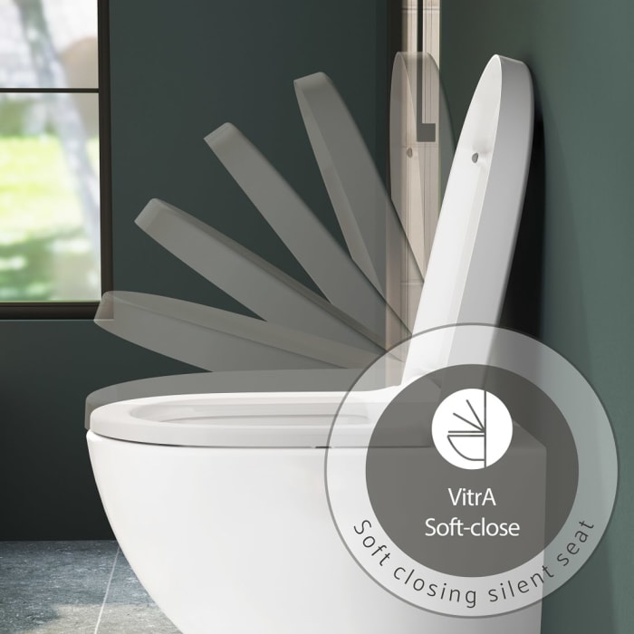 VitrA Sento Stand-WC-Set VitrA Flush 2.0 Tiefspüler ohne Spülrand mit WC-Sitz mit Absenkautomatik