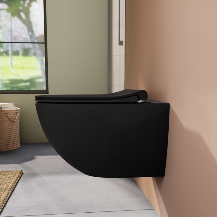 VitrA Sento Wand-WC-Set VitrA Flush 2.0 Tiefspüler ohne Spülrand mit WC-Sitz Slim