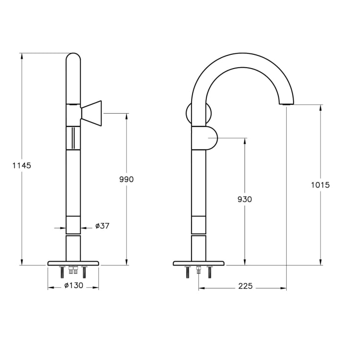 VitrA Liquid Einhebel-Waschtischmischer, Bodenmontage, Griff rechts