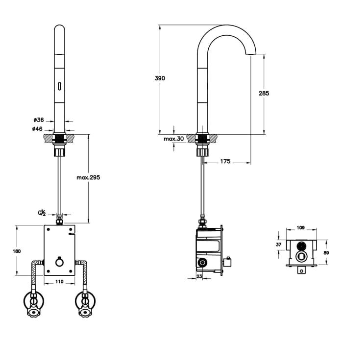 VitrA Liquid Touchless-Waschtischmischer 39 cm, Batteriebetrieb