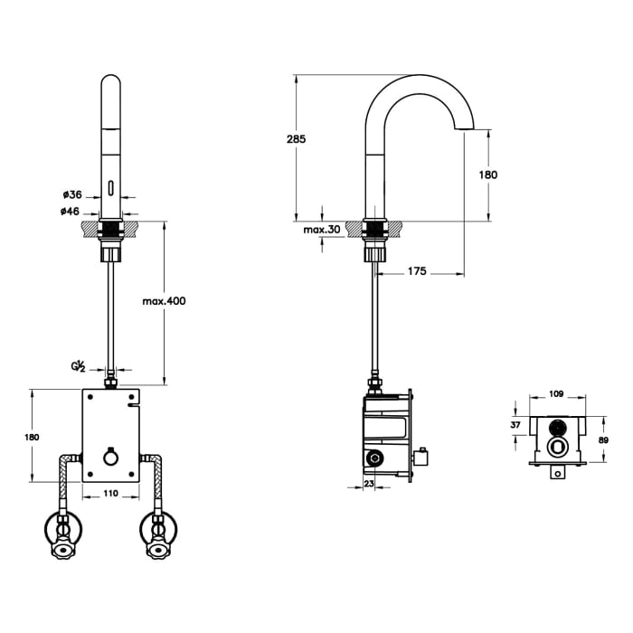 VitrA Liquid Touchless-Waschtischmischer 28,5 cm, Batteriebetrieb