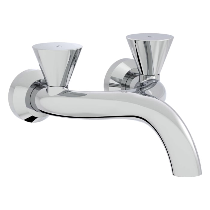 VitrA Liquid Zweigriff-Waschtischarmatur, Aufputz-Wandmontage, 24 cm