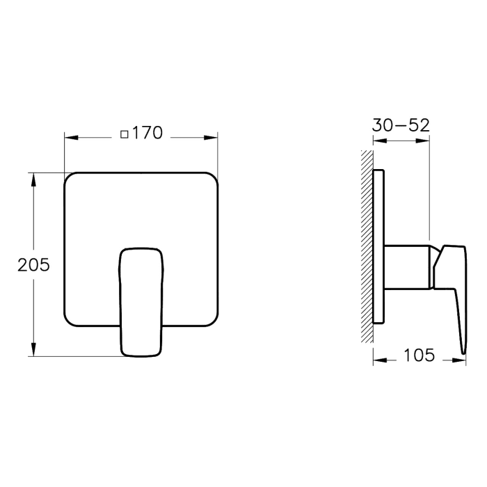 VitrA Root Square Einhebel-Brausearmatur für Unterputz