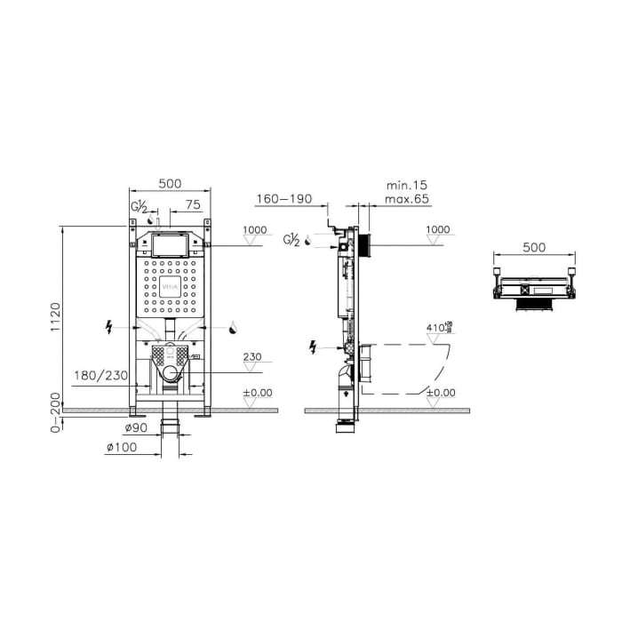 VitrA V-Fix Unterputzspülkasten-Modul für Wand-WCs Rahmenhöhe 112 cm