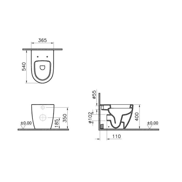 VitrA Sento Stand-WC Tiefspüler mit geschlossenem Spülrand mit Oberflächenveredelung