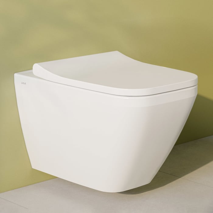 VitrA M-Line Tiefspül-Wand-WC-Set 54 cm randlos, eckig mit WC-Sitz