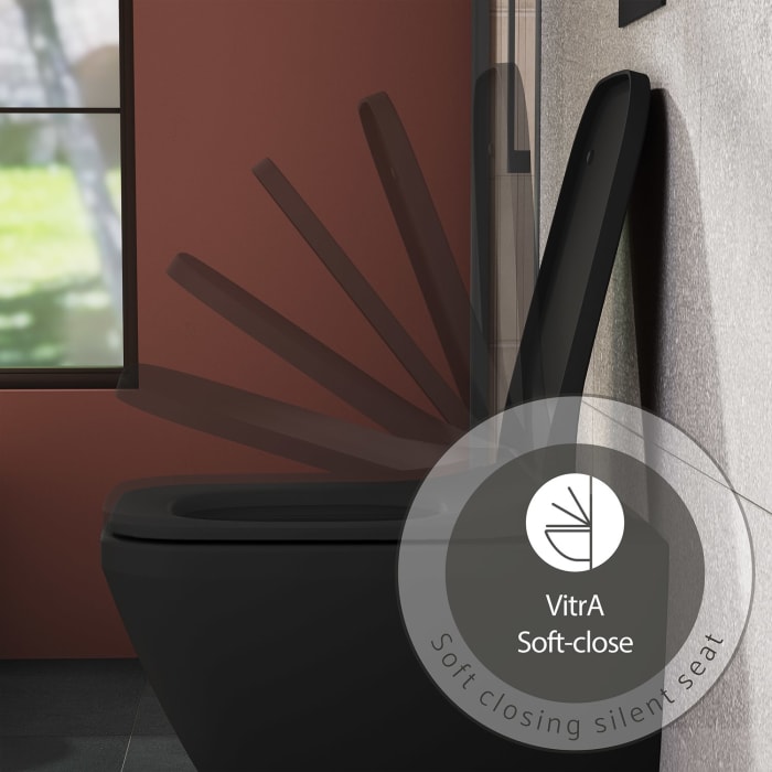 VitrA M-Line Tiefspül-Wand-WC-Set 54 cm randlos, eckig mit WC-Sitz