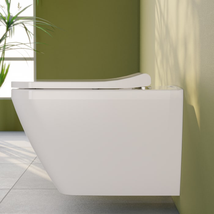 VitrA M-Line Tiefspül-Wand-WC-Set 54 cm randlos, eckig mit WC-Sitz