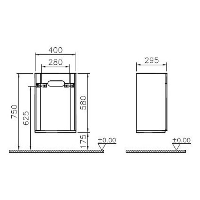 Vitra Sento Halbhochschrank 40 x 29,5 x 58 cm mit Türanschlag rechts