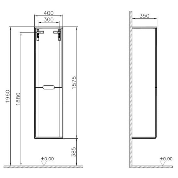 Vitra Sento Hochschrank 40 x 35 x 157,5 cm mit Türanschlag links