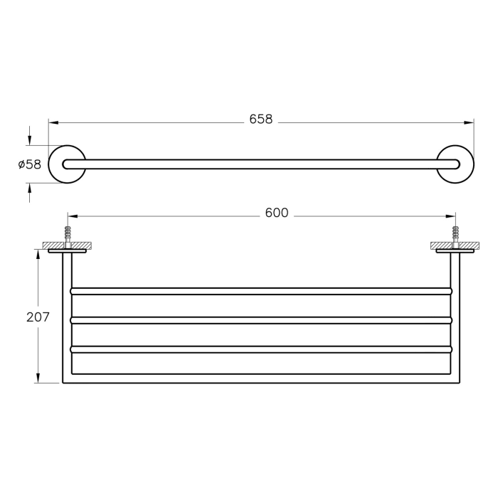 VitrA Origin Handtuchhalter mit 4 Querstangen, Wandmontage