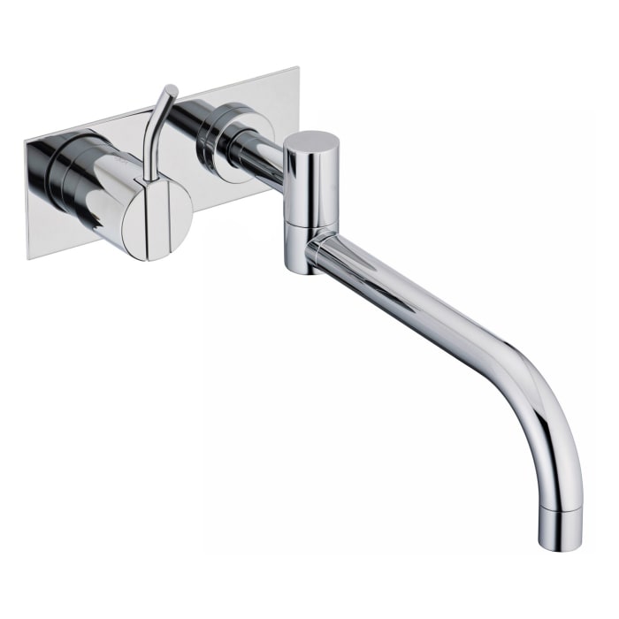 Vola Wand-Wasch- und Spültisch-Eingriffmischer UP mit Doppelschwenkauslauf, Ausladung 25 cm