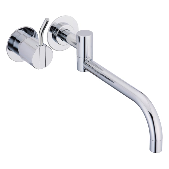 Vola Wand-Wasch- und Spültisch-Eingriffmischer UP mit Doppelschwenkauslauf rechts, Ausladung 20 cm