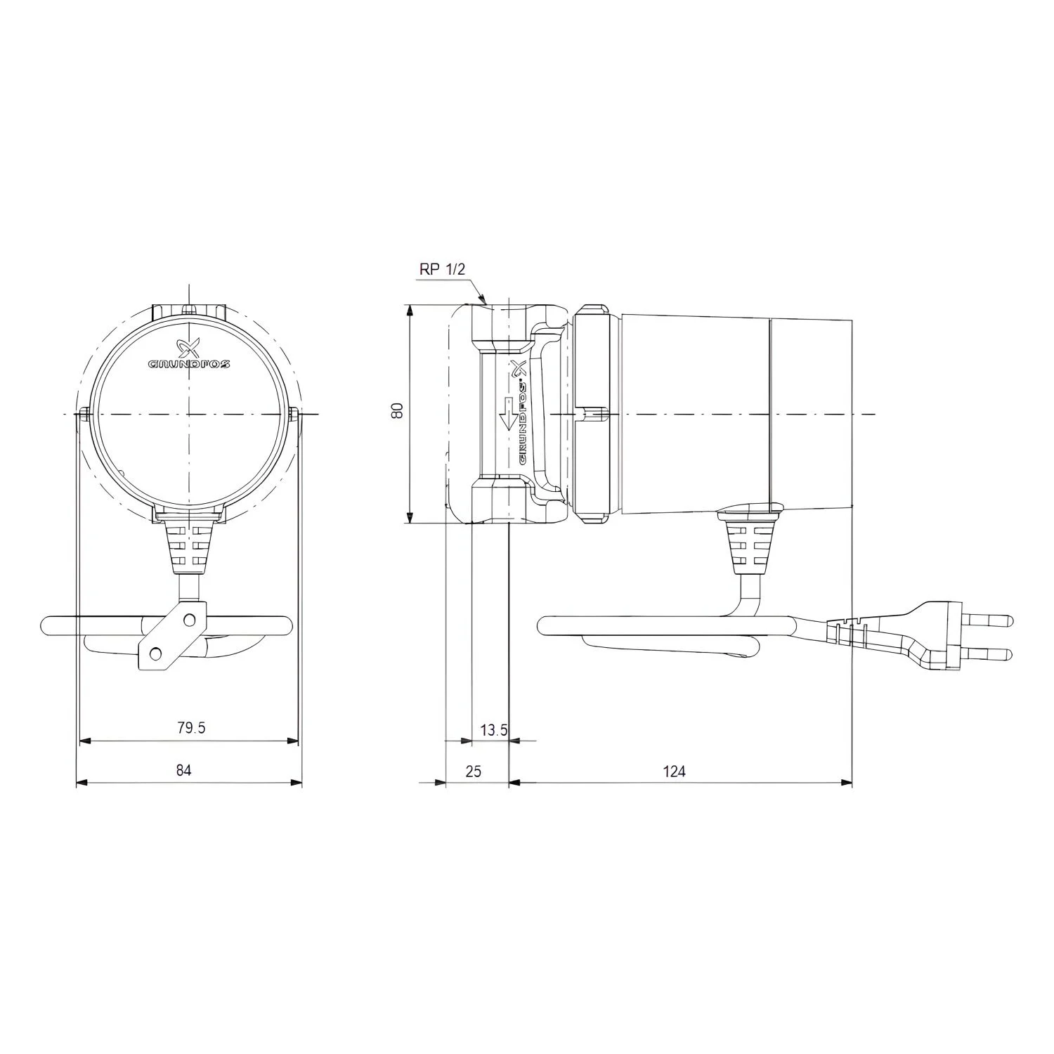 GRUNDFOS COMFORT Zirkulationspumpe 15-14 B TU, 230 V, Rp 1/2", 14 cm Bild 4
