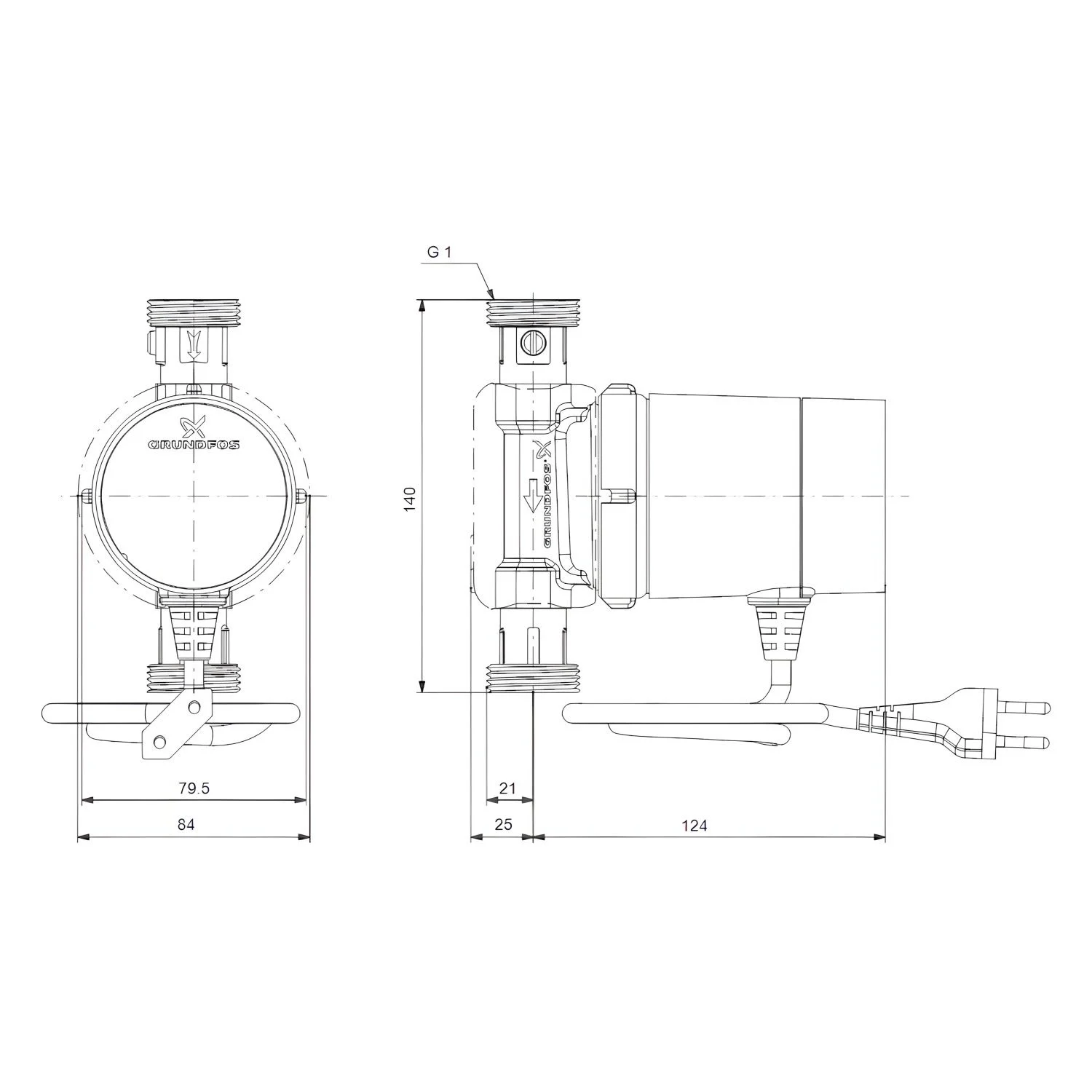 GRUNDFOS COMFORT Zirkulationspumpe 15-14 BX TU, 230 V, Rp 1/2", 14 cm Bild 4