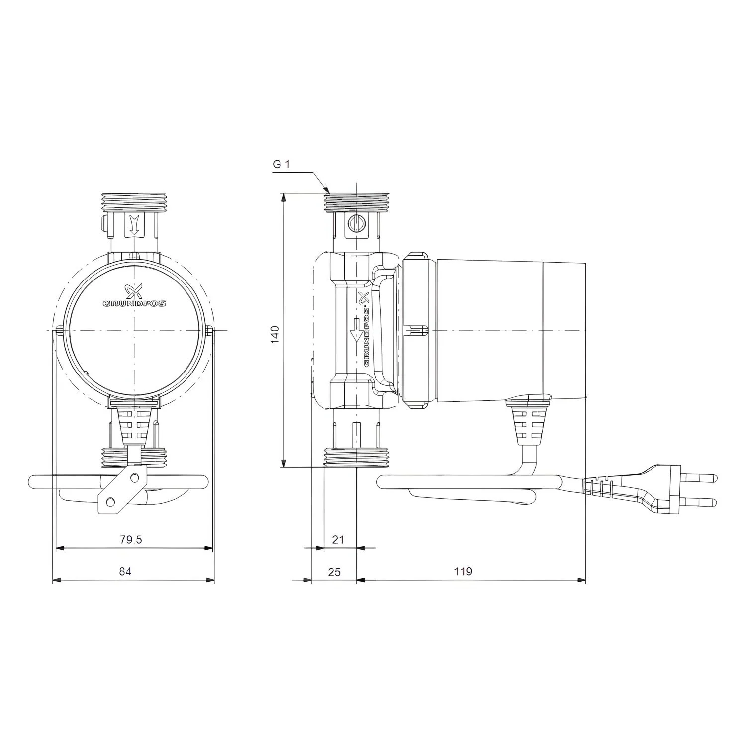 GRUNDFOS COMFORT Zirkulationspumpe 15-14 BX T, 230 V, Rp 1/2", 8 cm Bild 4