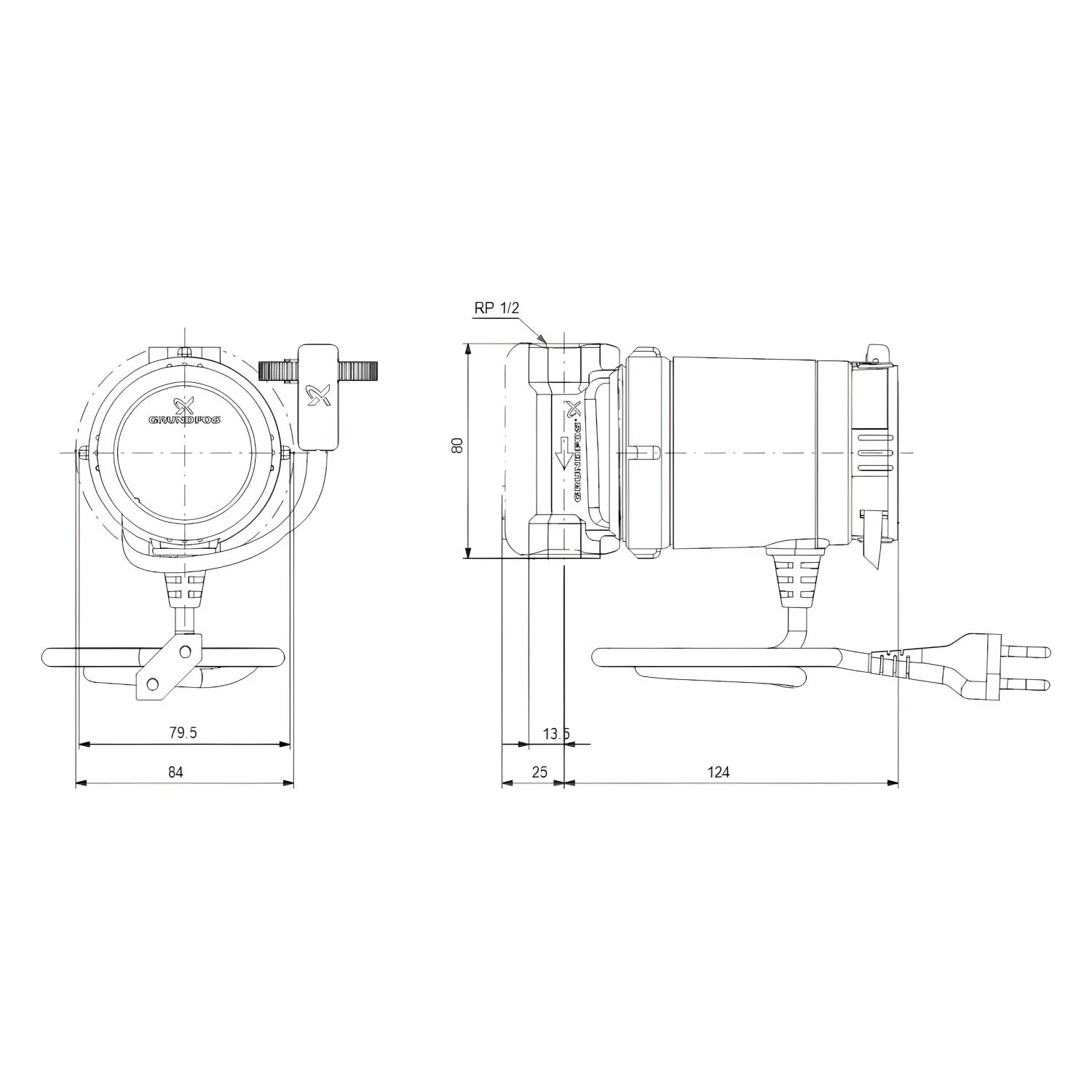GRUNDFOS COMFORT Zirkulationspumpe 15-14 B TA, 230 V, Rp 1/2", 8 cm Bild 4