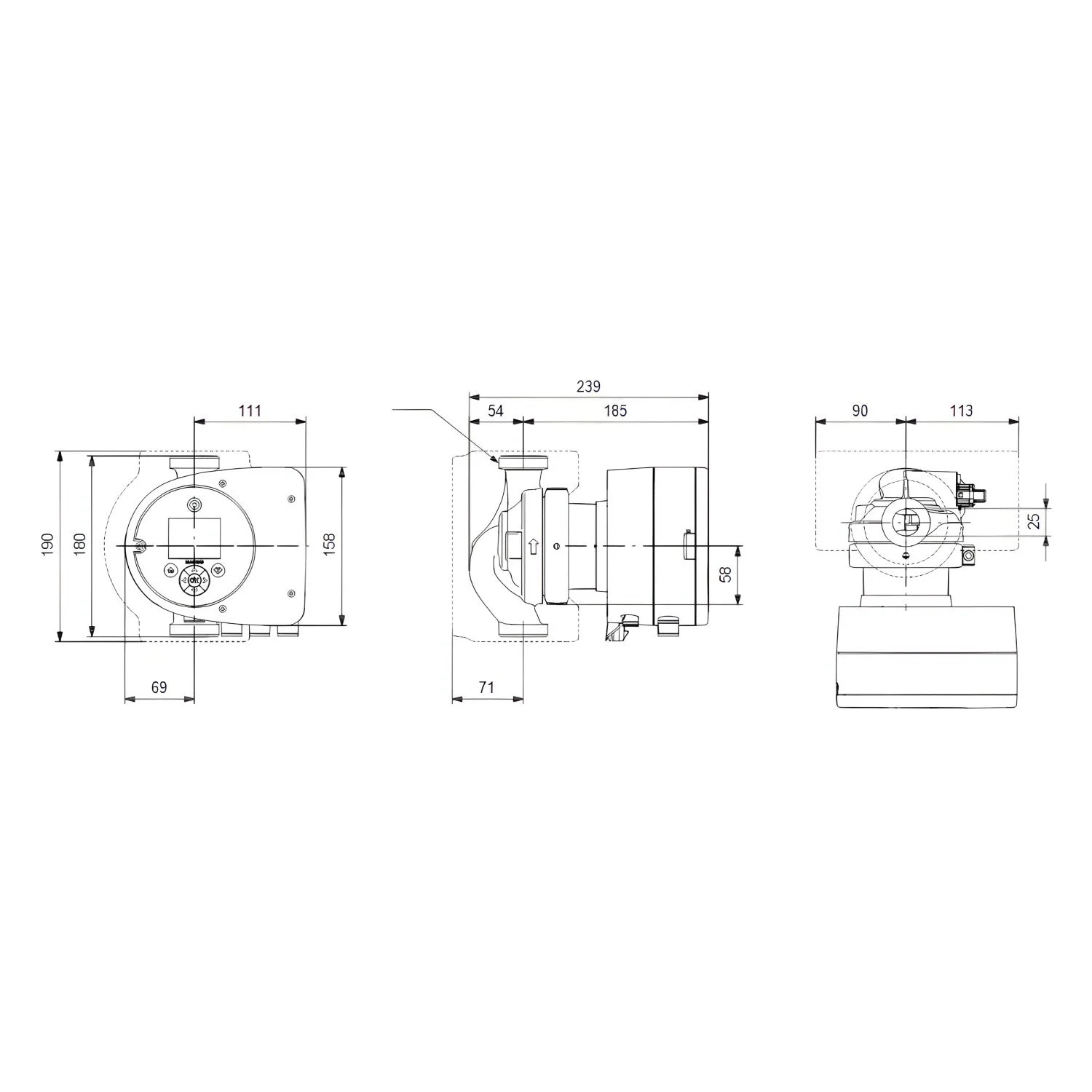 GRUNDFOS MAGNA3 Heizungsumwälzpumpe Typ 25-60, Verschraubung, 230 V, PN 10, 18 cm Bild 2