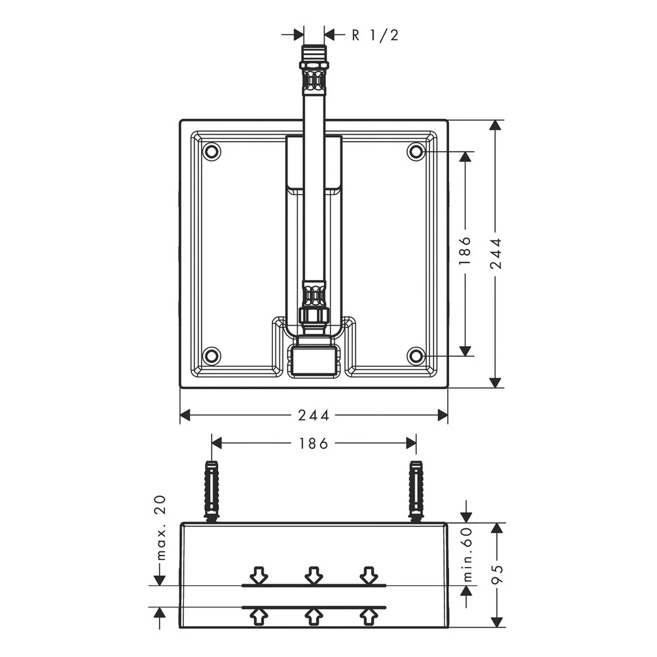 AXOR Citterio C Grundkörper für Kopfbrause Decke Bild 2