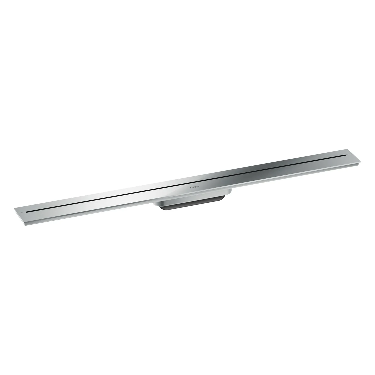 Srebrny odpływ prysznicowy w widoku z przodu, hansgrohe