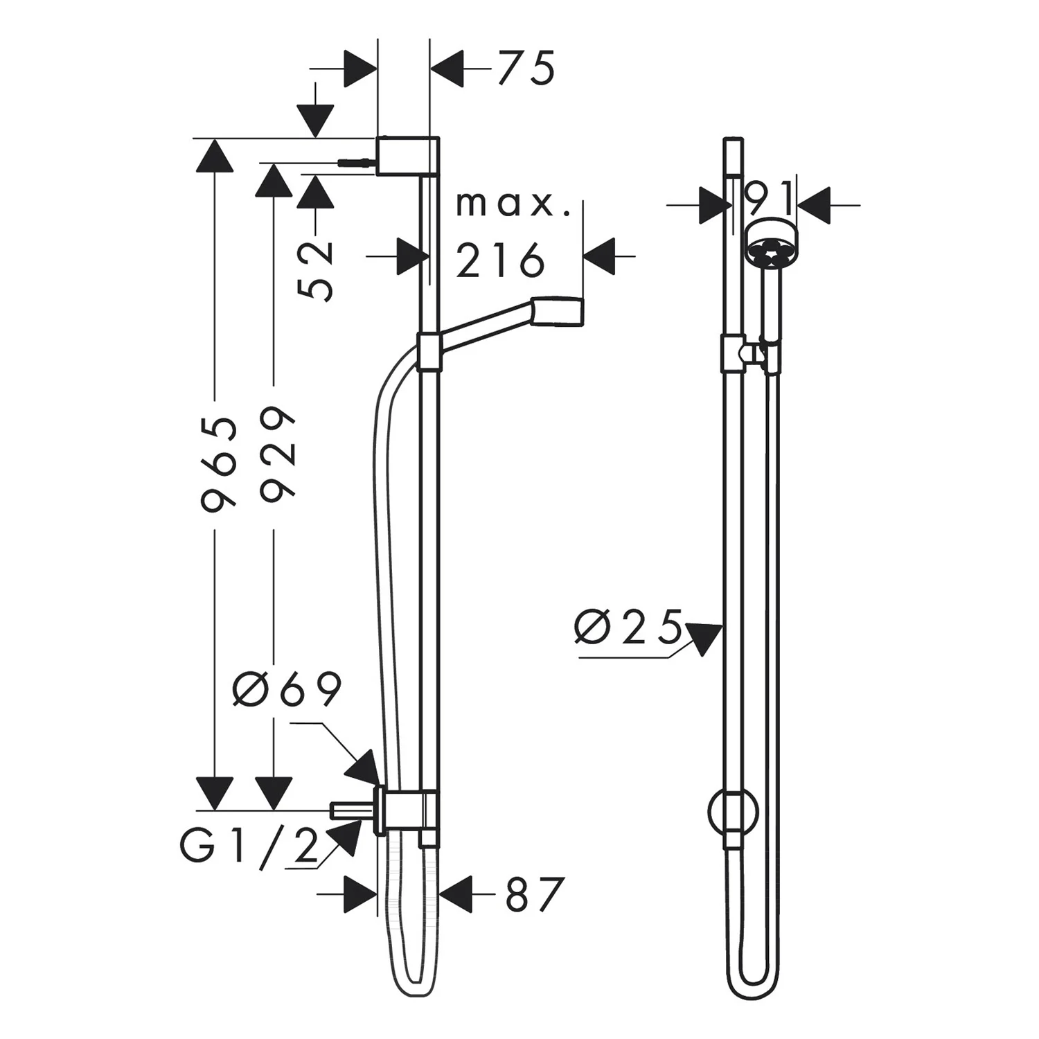AXOR One Brauseset 75 1jet EcoSmart mit Wandanschluss Bild 4