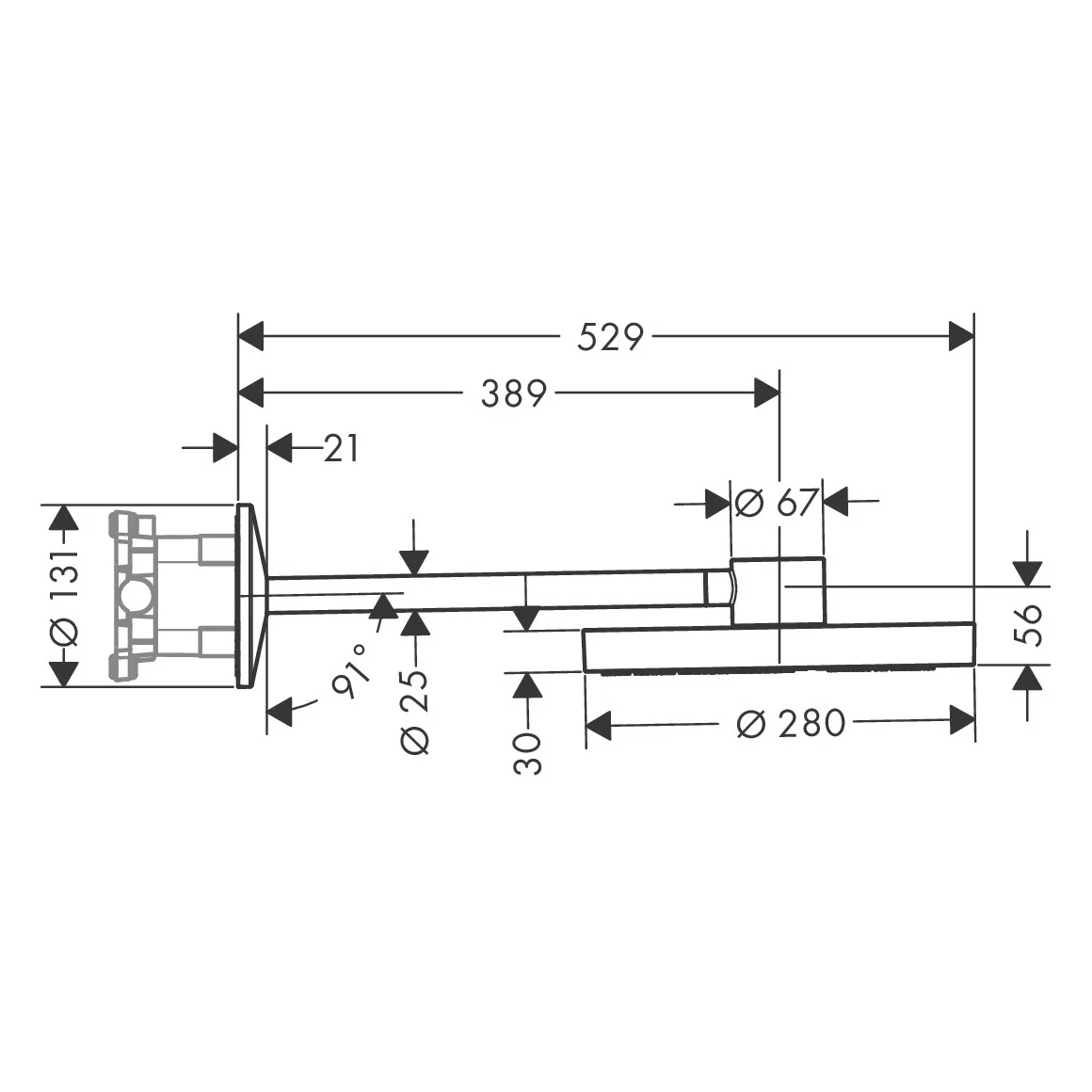 AXOR One Kopfbrause 280 2jet mit Brausearm Bild 3