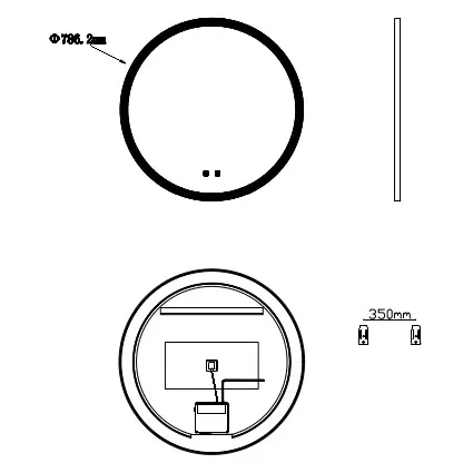pianura Mia LED-Badspiegel 80 cm in Schwarz mit Spiegelheizung für behagliches Licht im Bad Bild 5