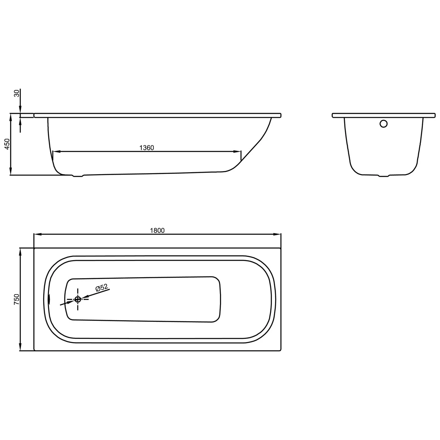 Bette Classic Badewanne 180 x 75 x 45 cm Bild 4
