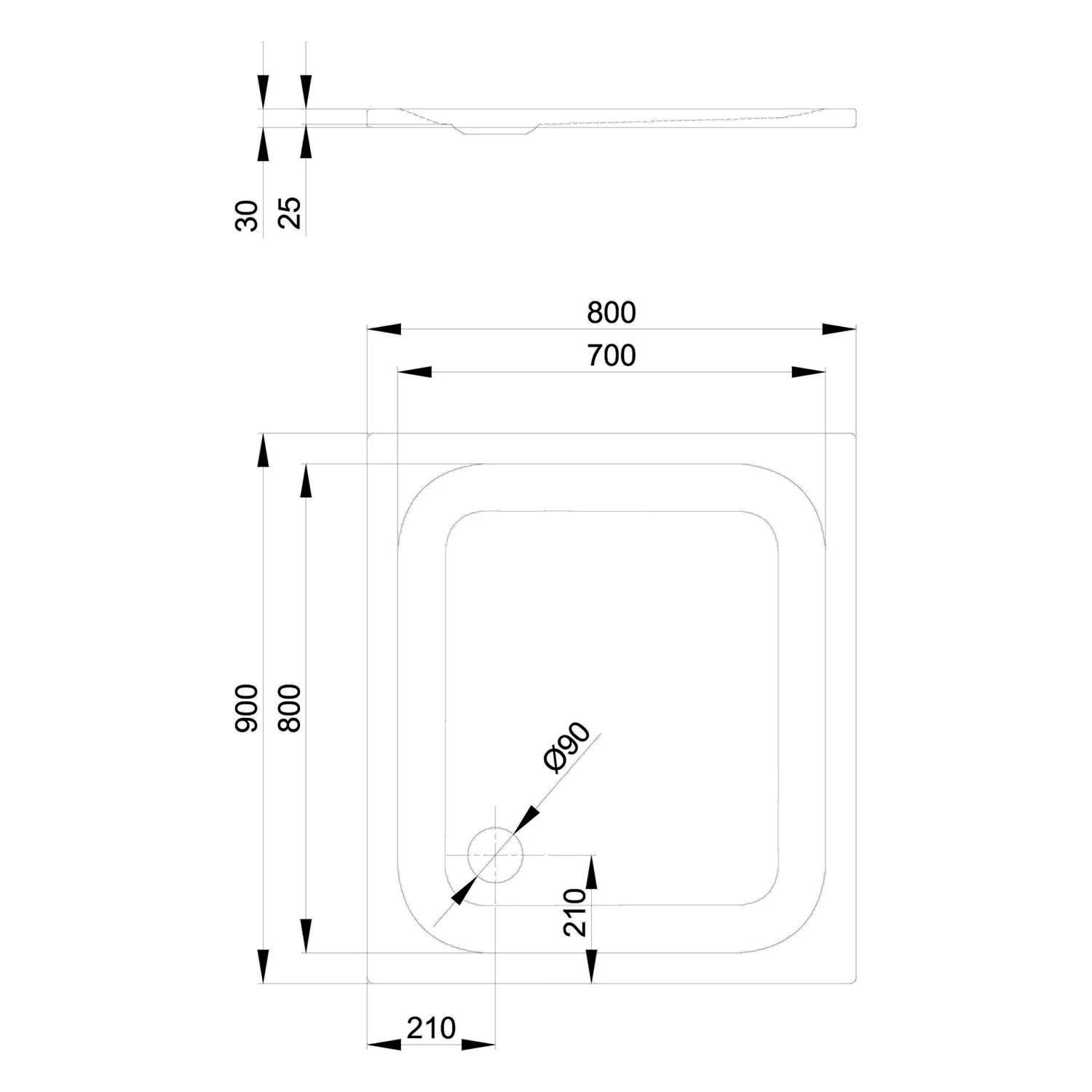 Bette Ultra Duschwanne superflach 90 x 80 x 2,5 cm Bild 5