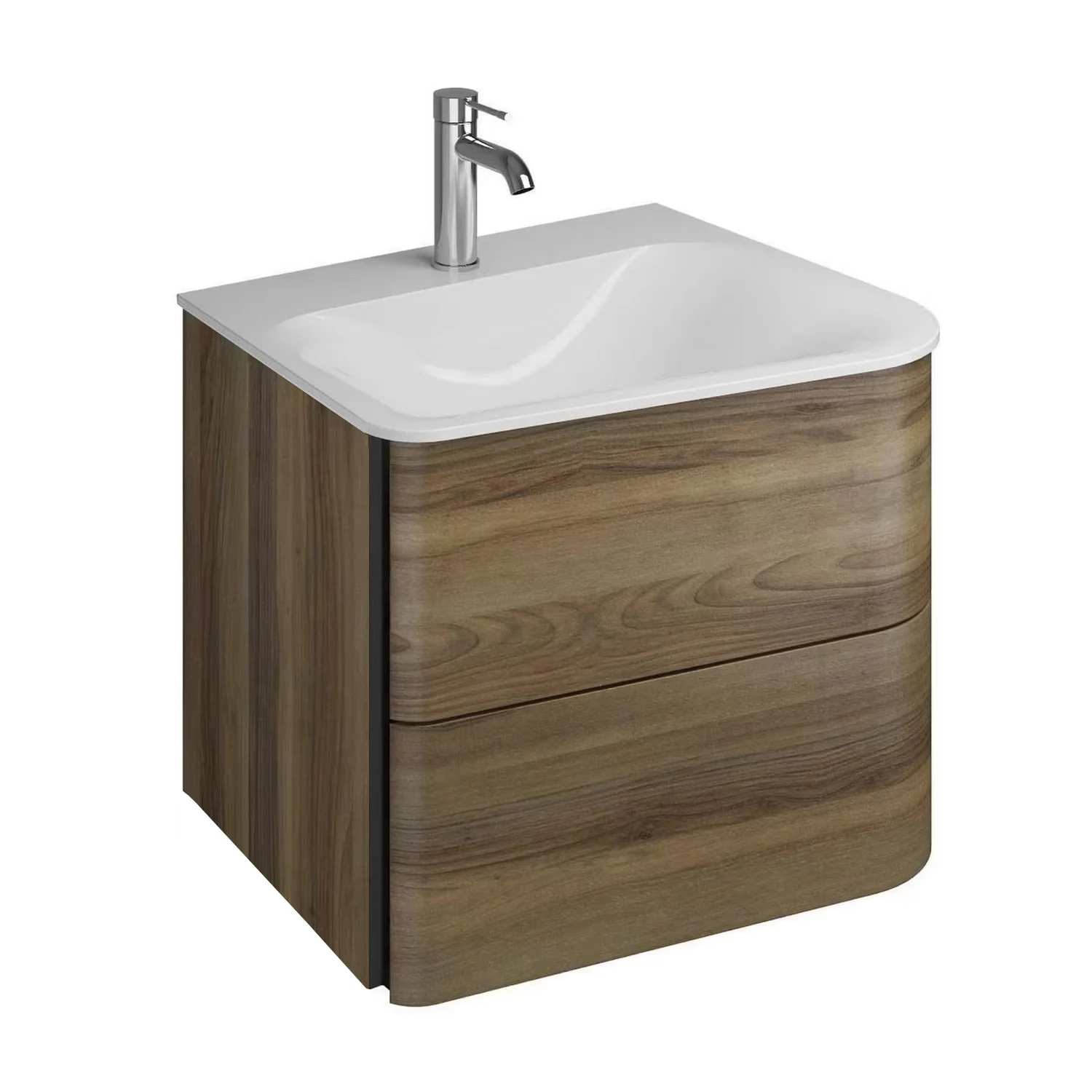 Kombinacja umywalki widok z przodu drewno, burgbad
