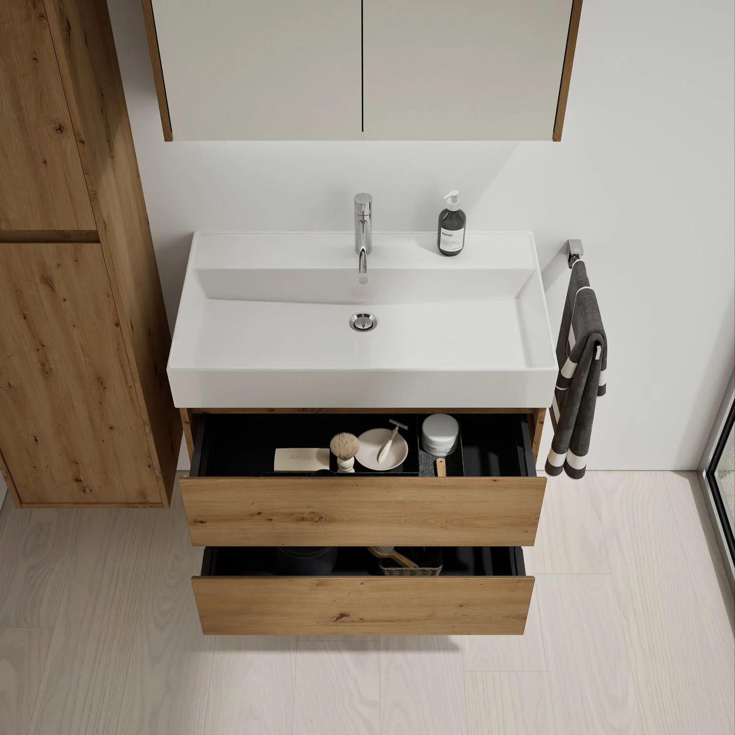 burgbad Devio Keramik-Waschtisch mit Unterschrank 80,5 cm, 2 Auszüge Bild 4