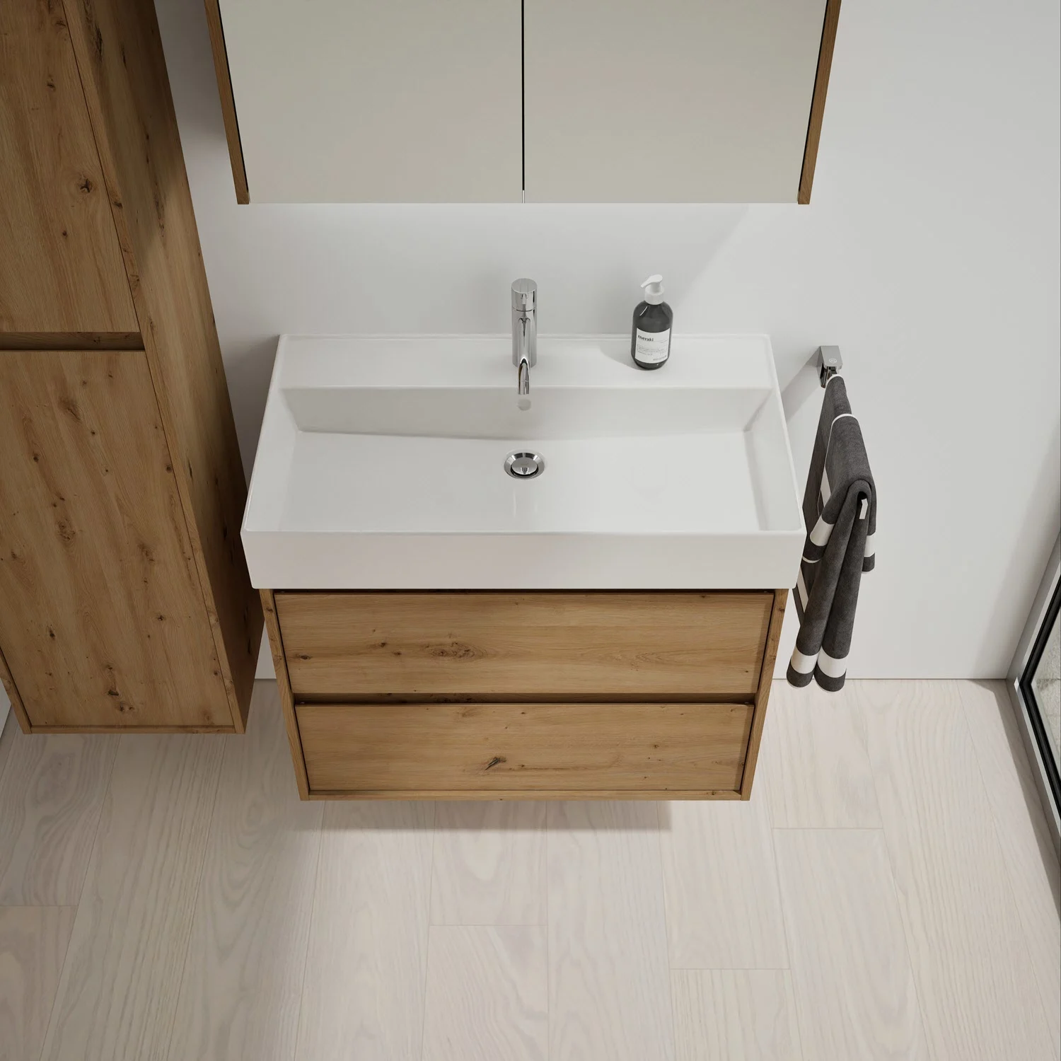 burgbad Devio Keramik-Waschtisch mit Unterschrank 80,5 cm, 2 Auszüge Bild 5
