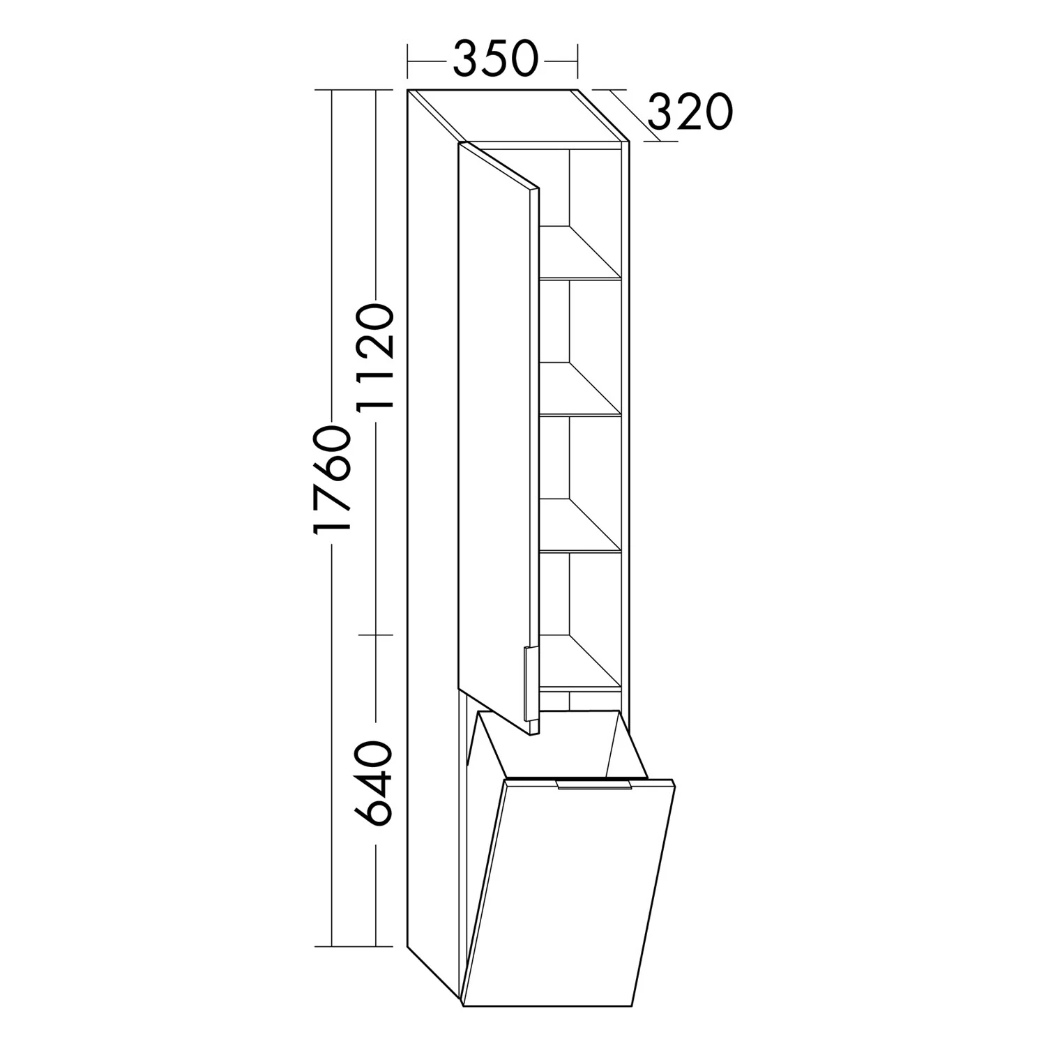 burgbad Eqio Hochschrank 35 x 32 x 176 cm Rechts, mit Griff G0146 Bild 3