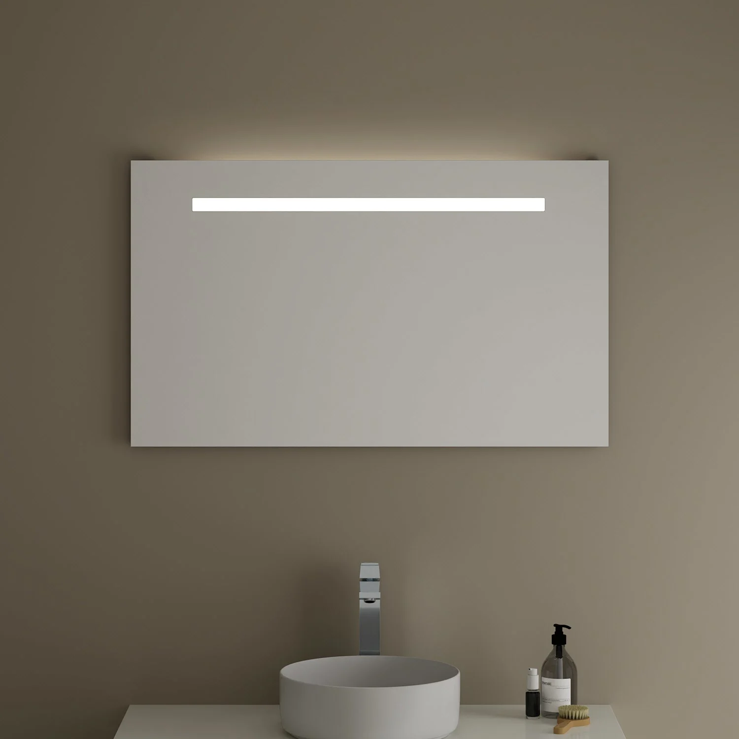 burgbad Eqio Badspiegel mit LED-Beleuchtung in Chromoptik und den Maßen 100 x 60 cm