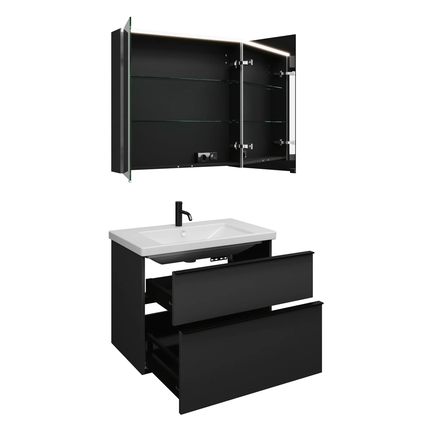 burgbad Eqio Möbelkombination inkl. Keramik-Waschtisch 83 cm, mit Griffleiste G0252 Bild 4