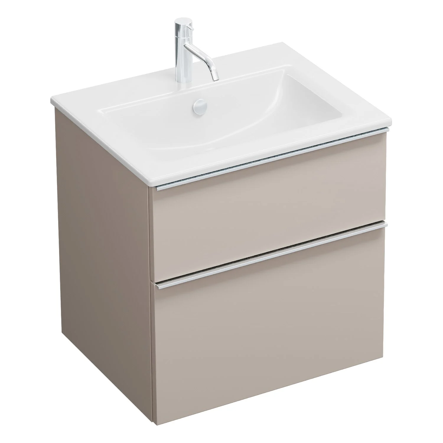 burgbad Eqio Waschtischkombination mit Keramik-Waschtisch Slim, 62 cm, mit Griffleiste G0251