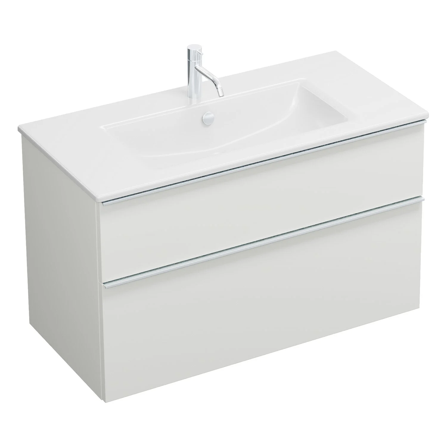 burgbad Eqio Waschtischkombination mit Keramik-Waschtisch Slim, 102 cm, mit Griffleiste G0251