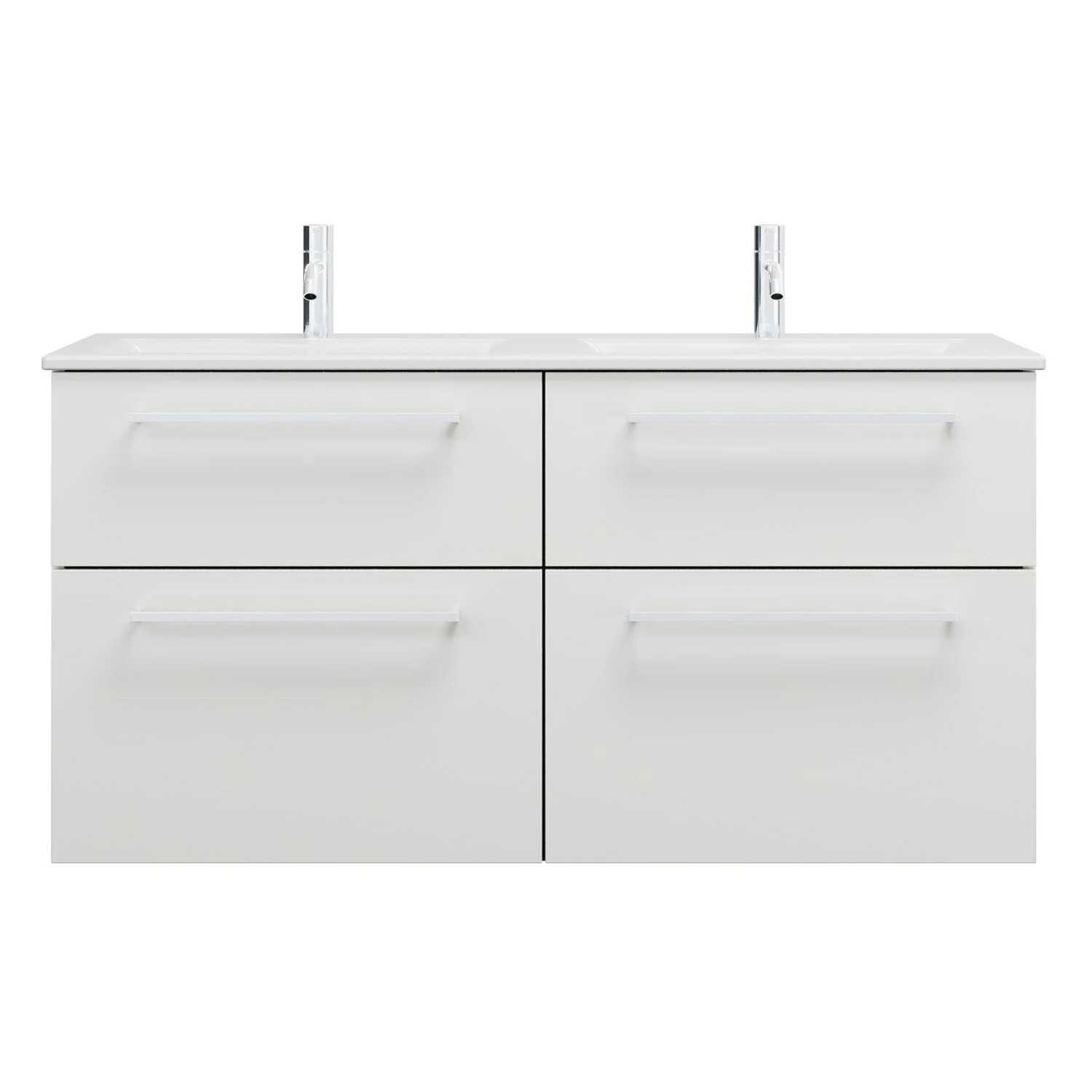 burgbad Eqio Waschtischkombination mit Keramik-Doppelwaschtisch Slim, 122 cm, mit Stangengriff P95 Bild 2