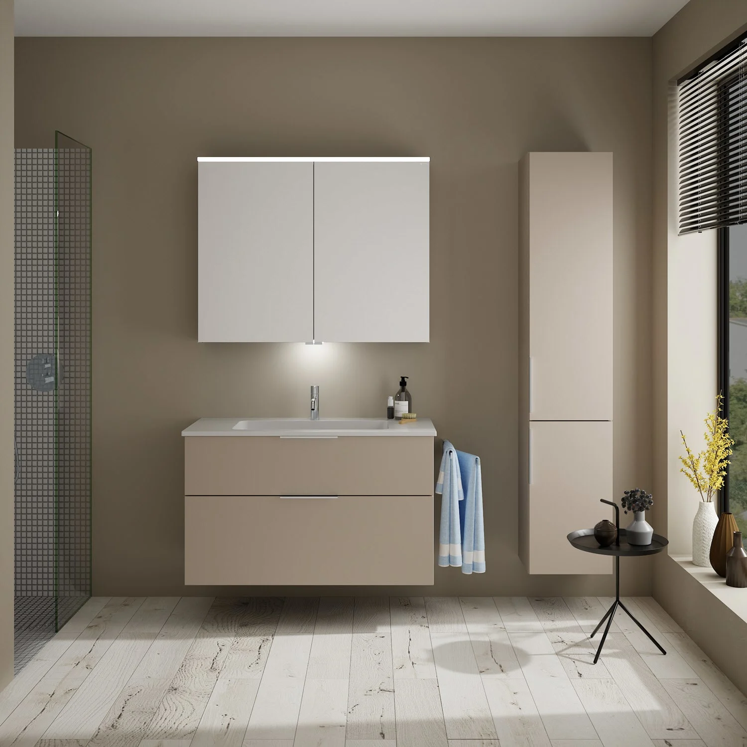 burgbad Eqio Waschtischkombination mit Mineralguss-Waschtisch, 102 cm, mit Griff G0146 Bild 9