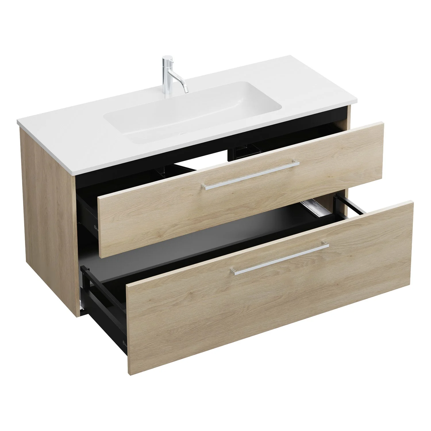burgbad Eqio Waschtischkombination mit Mineralguss-Waschtisch, 122 cm, mit Stangengriff P95 Bild 5